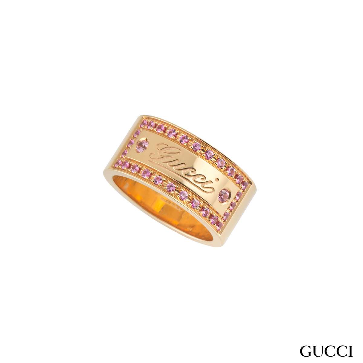 Gucci Rose Gold Pink Spinel Band Ring 